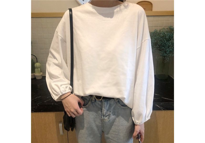 Long-Sleeve T-Shirt Oversized Round Neck Plain