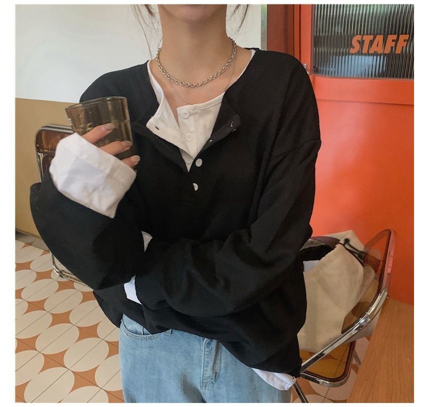 Mock T-Shirt Long-Sleeve Two-Piece Henley