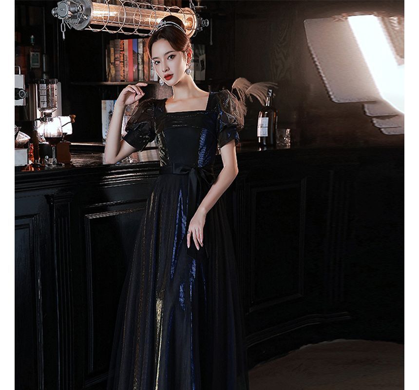 Cocktail / Sleeve Dress Mesh A-Line Evening Puff Gown