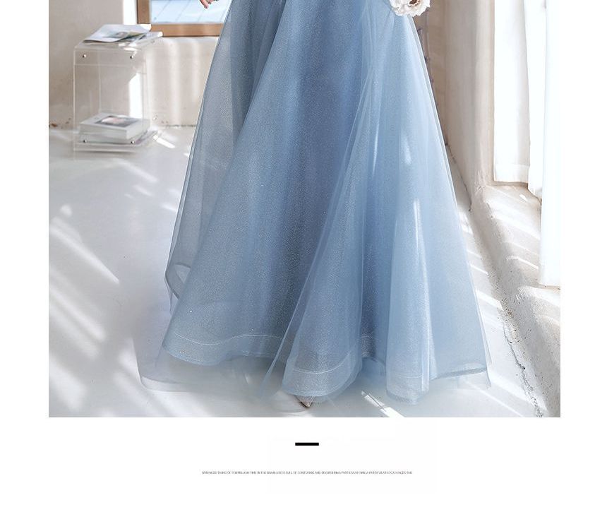 / Midi Dress Gown Sequin Off-Shoulder Evening A-Line