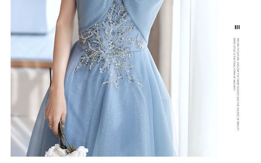 / Midi Dress Gown Sequin Off-Shoulder Evening A-Line