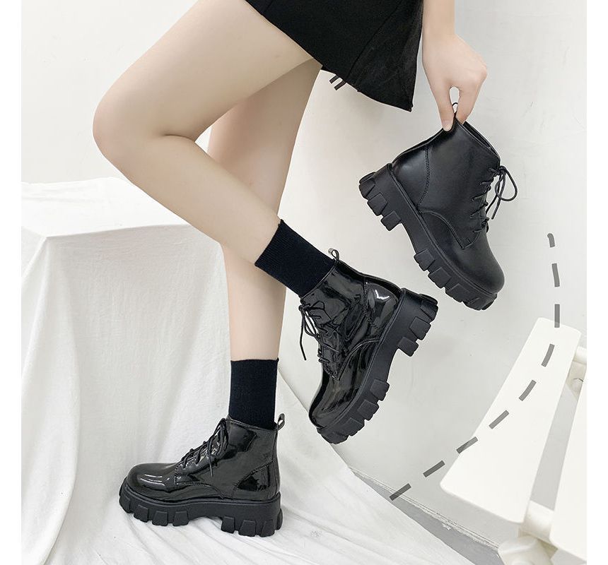 Platform Boots Short Lace-Up