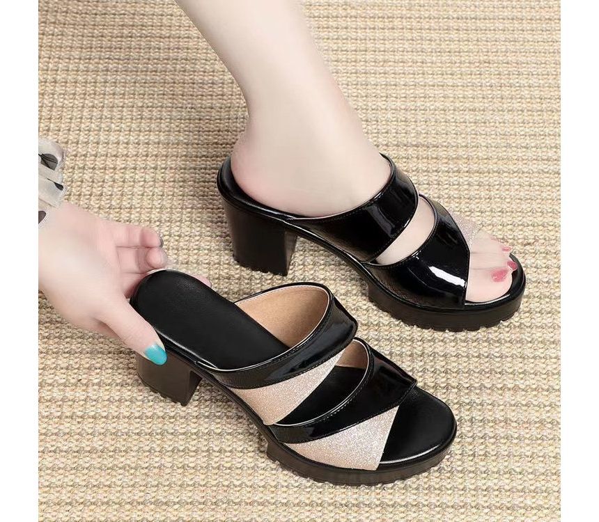 Platform Sandals Slide Block-Heel