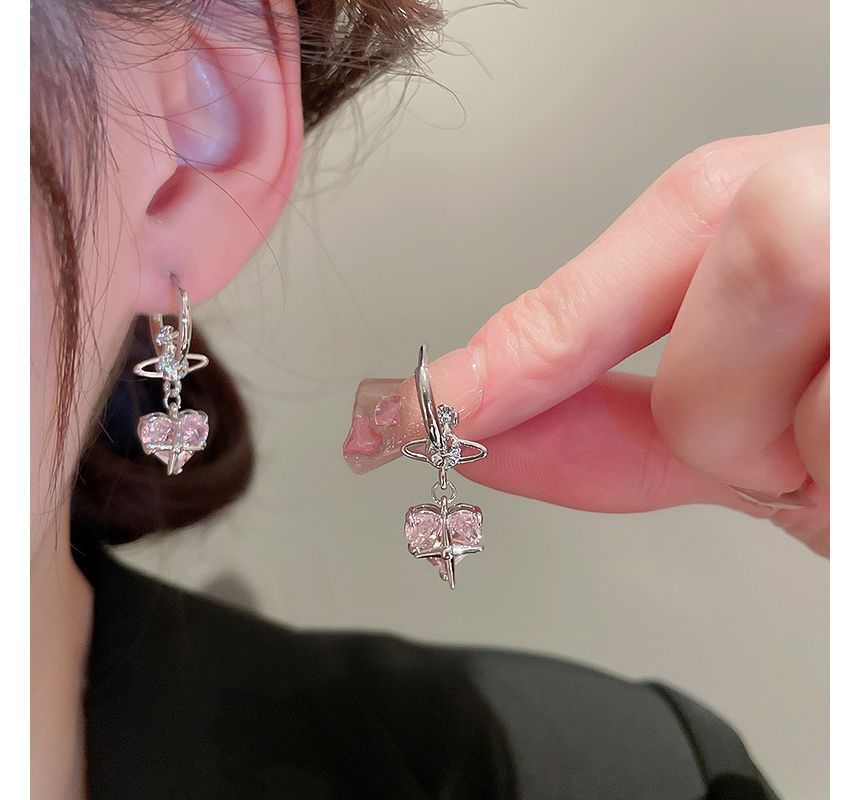 Heart Dangle Rhinestone Earring