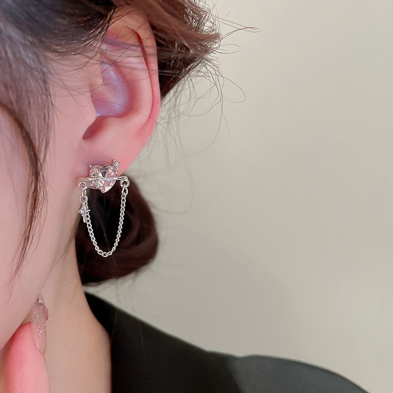 Heart Dangle Rhinestone Earring