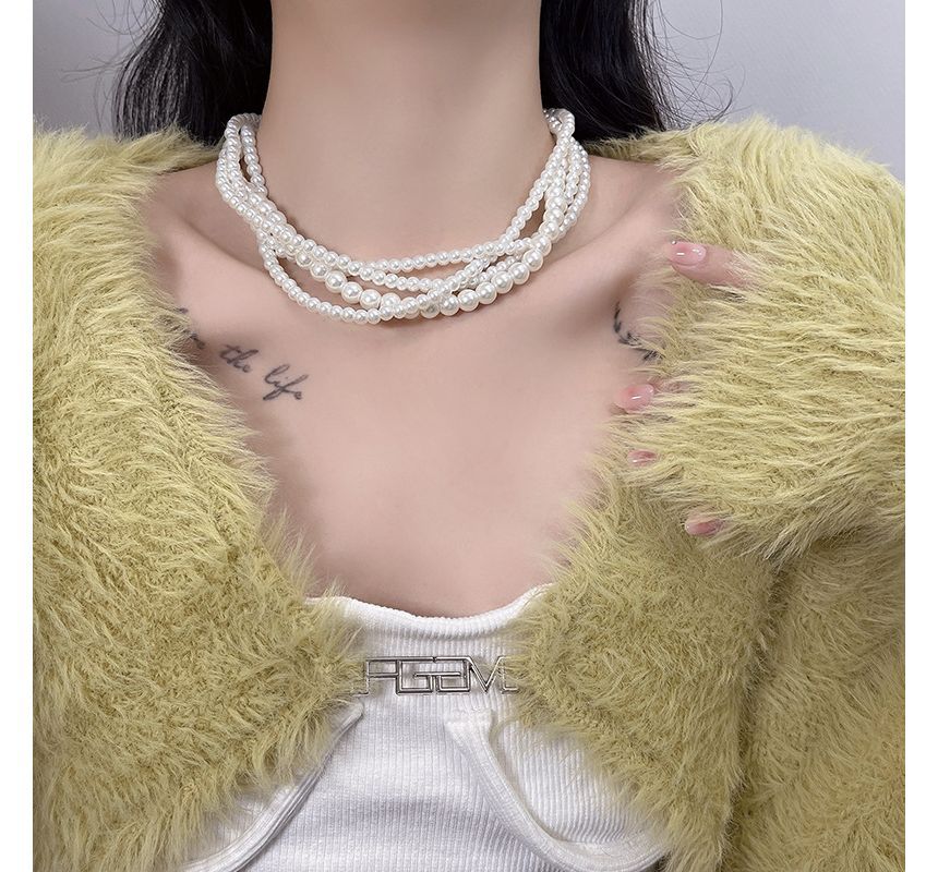 Pearl Choker Faux Layered