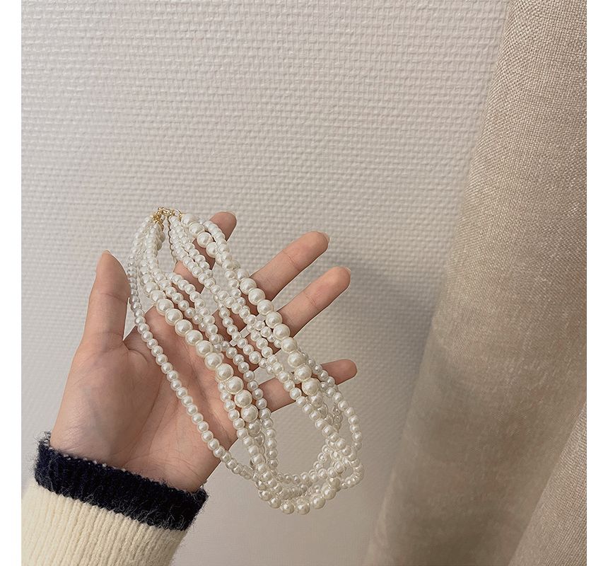 Pearl Choker Faux Layered