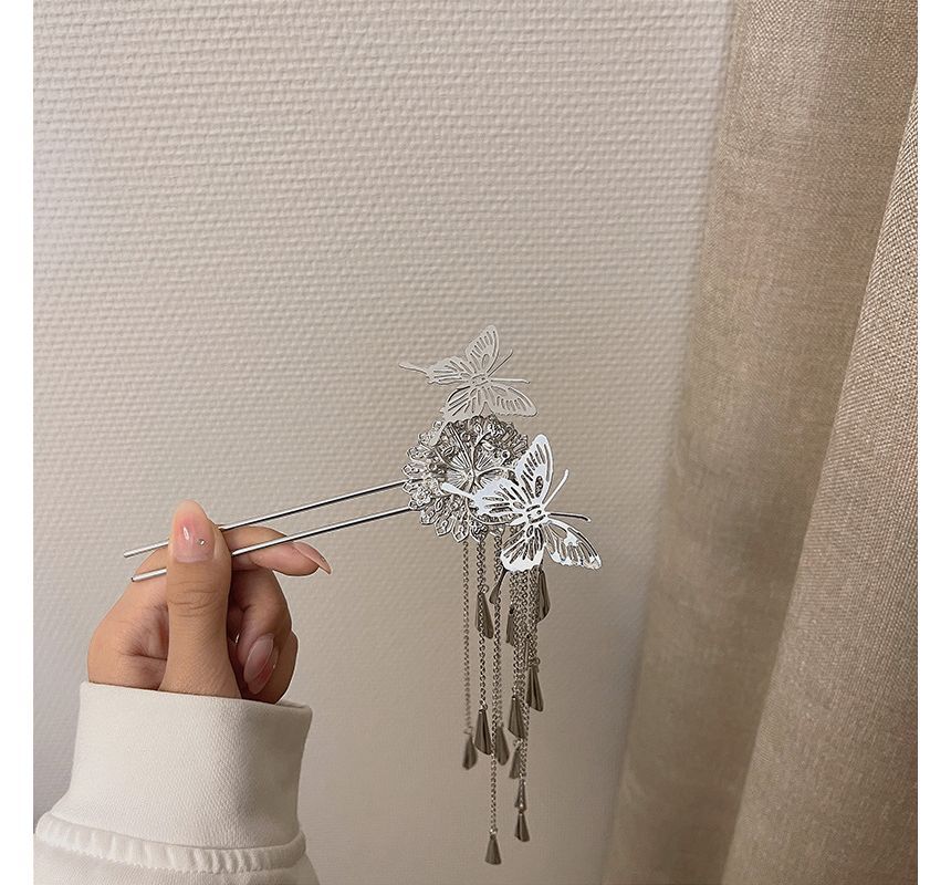 Alloy Fringed Stick Butterfly Hair