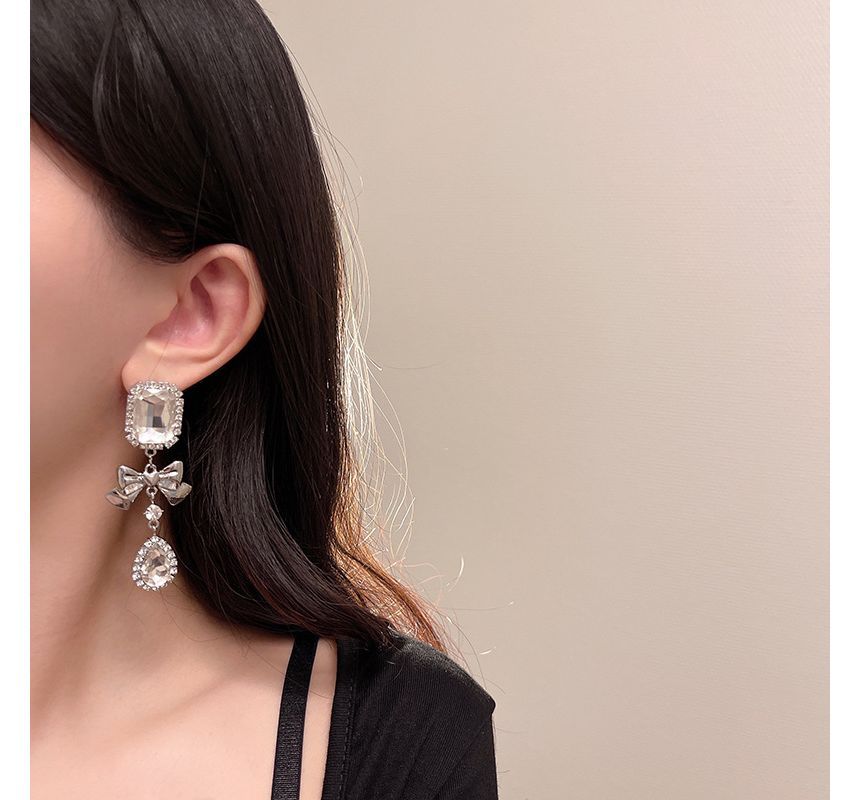 Faux Crystal Earring Bow Dangle
