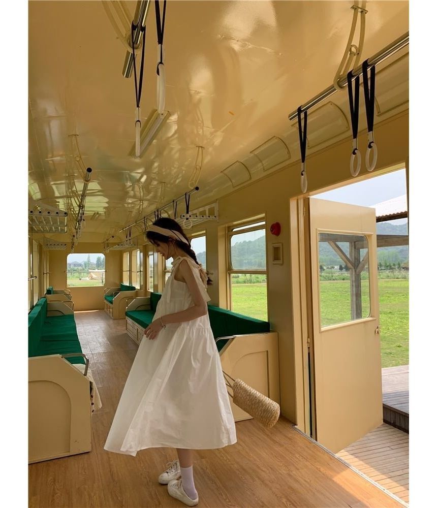 Sundress Midi Strap Plain Spaghetti