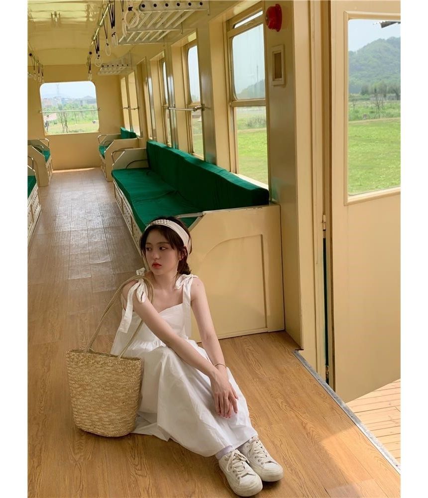 Sundress Midi Strap Plain Spaghetti