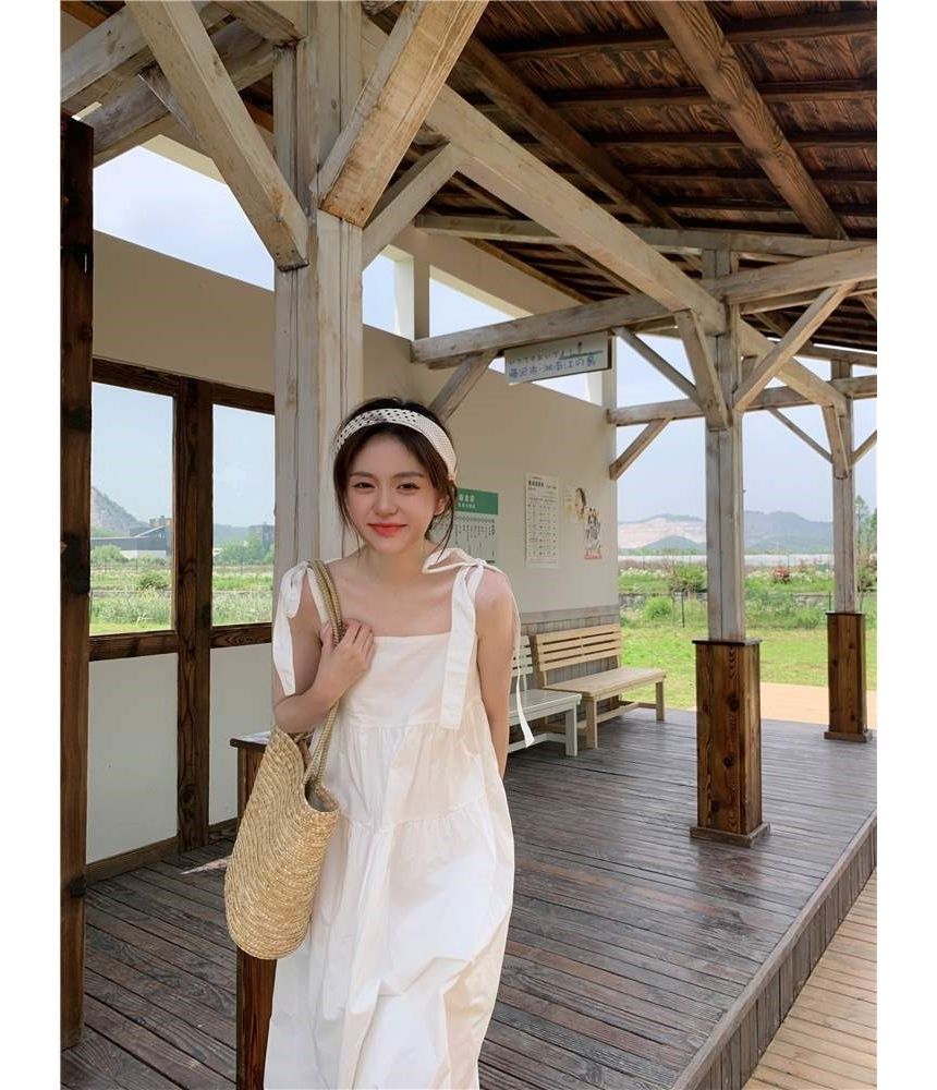 Sundress Midi Strap Plain Spaghetti