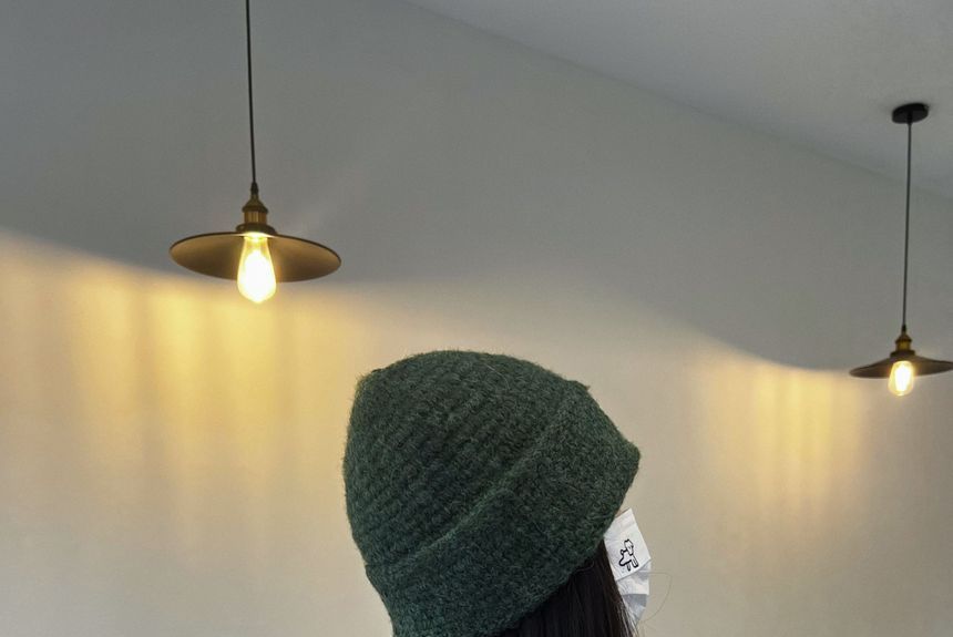 Knit Beanie Lettering Embroidered