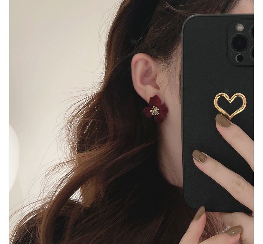 Flocking Earring Flower Alloy