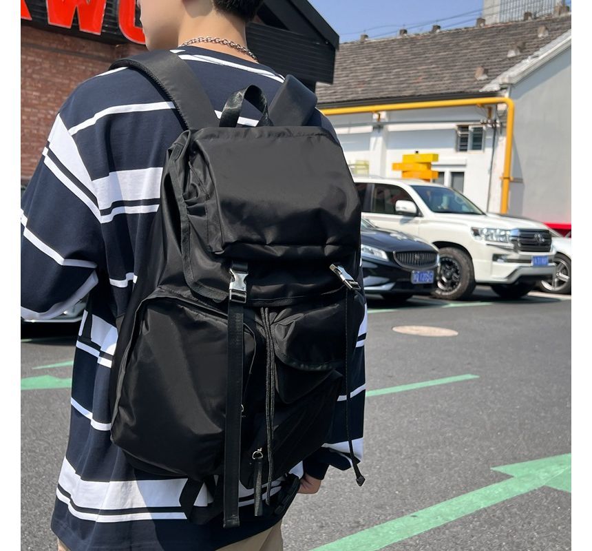 Nylon Plain Backpack Drawstring