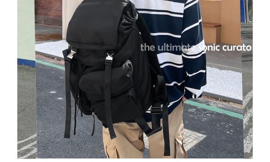 Nylon Plain Backpack Drawstring