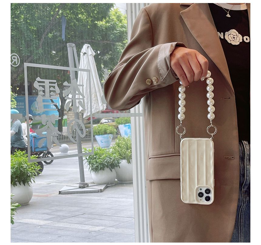 Faux Phone Chain Case Pearl