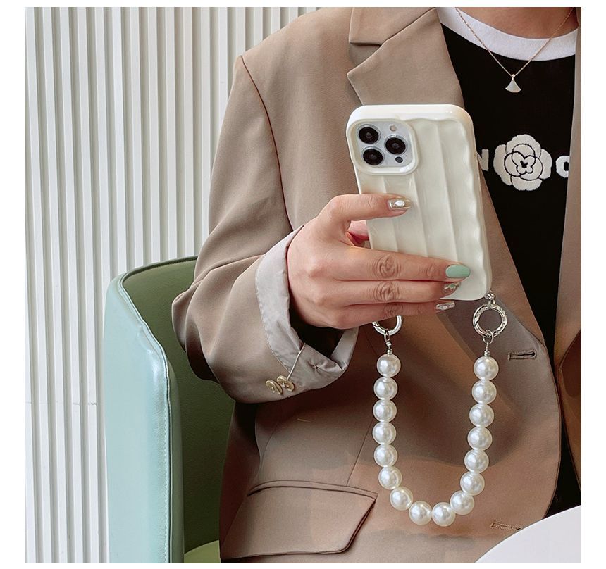 Faux Phone Chain Case Pearl