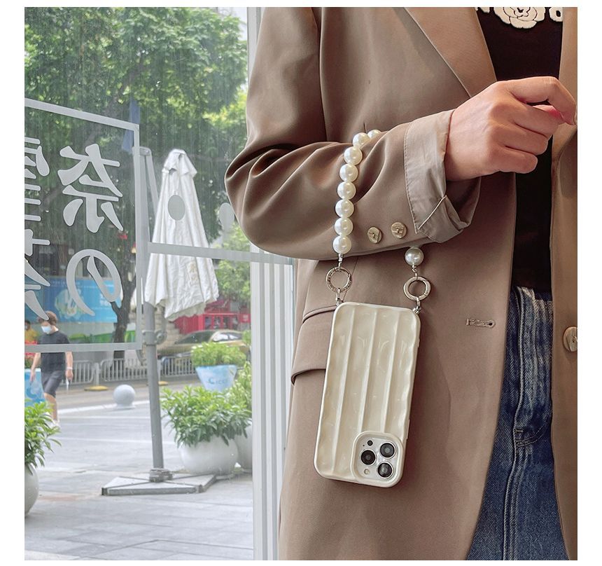 Faux Phone Chain Case Pearl