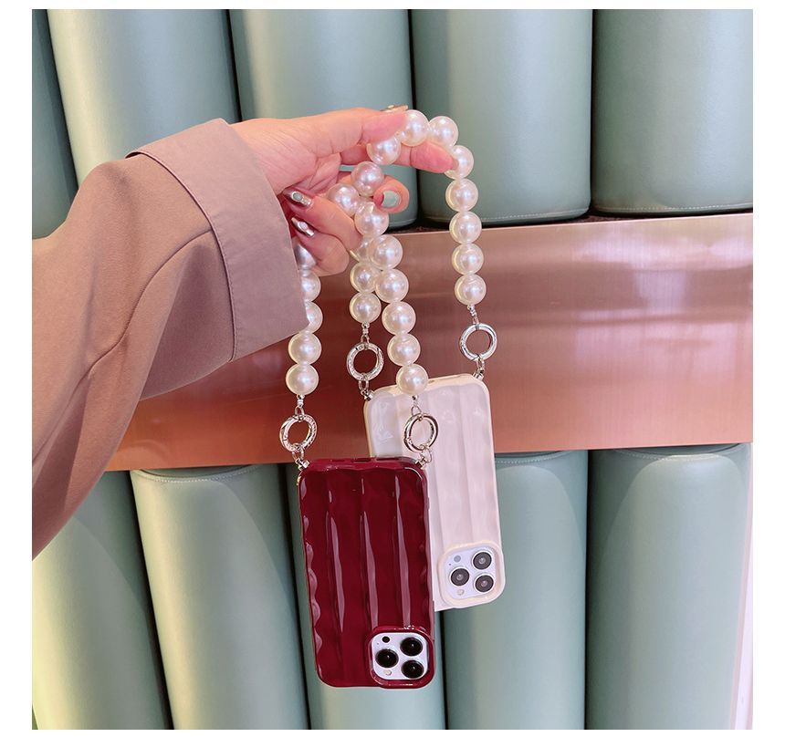 Faux Phone Chain Case Pearl
