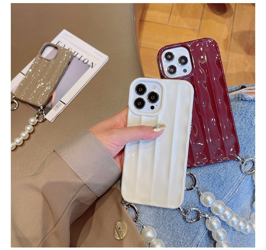 Faux Phone Chain Case Pearl