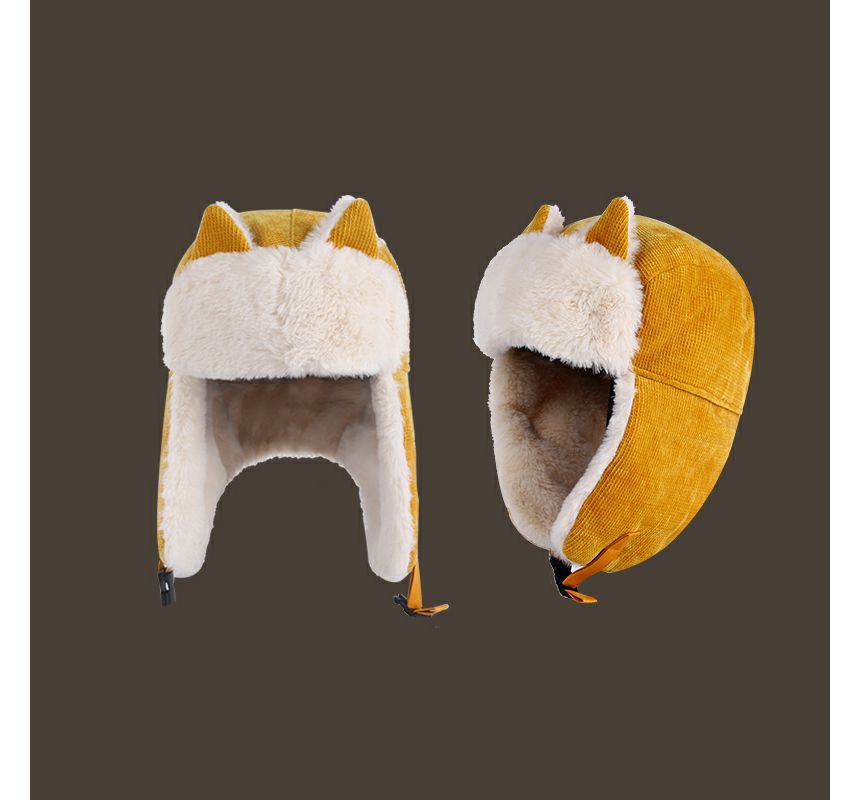 Chenille Trapper Ear Cat Hat