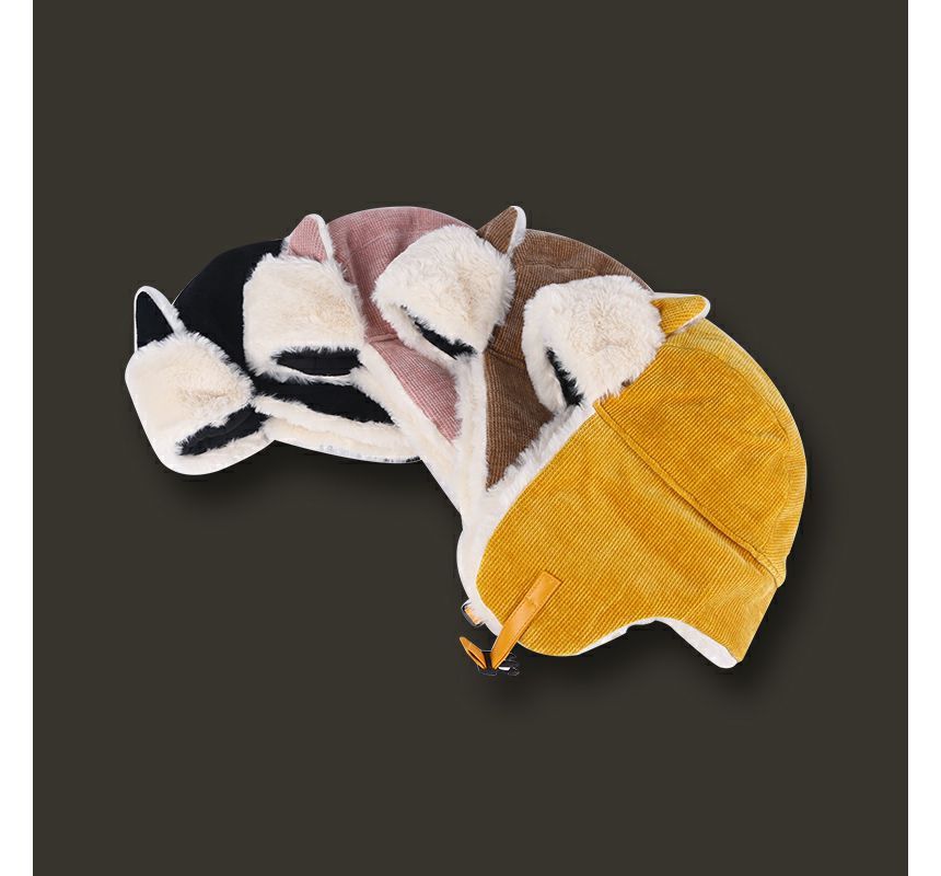 Chenille Trapper Ear Cat Hat