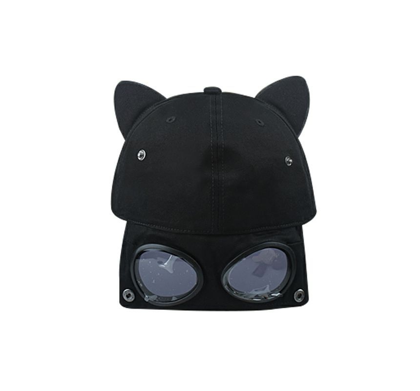 Aviator with Cat Baseball Ear Cap Goggles