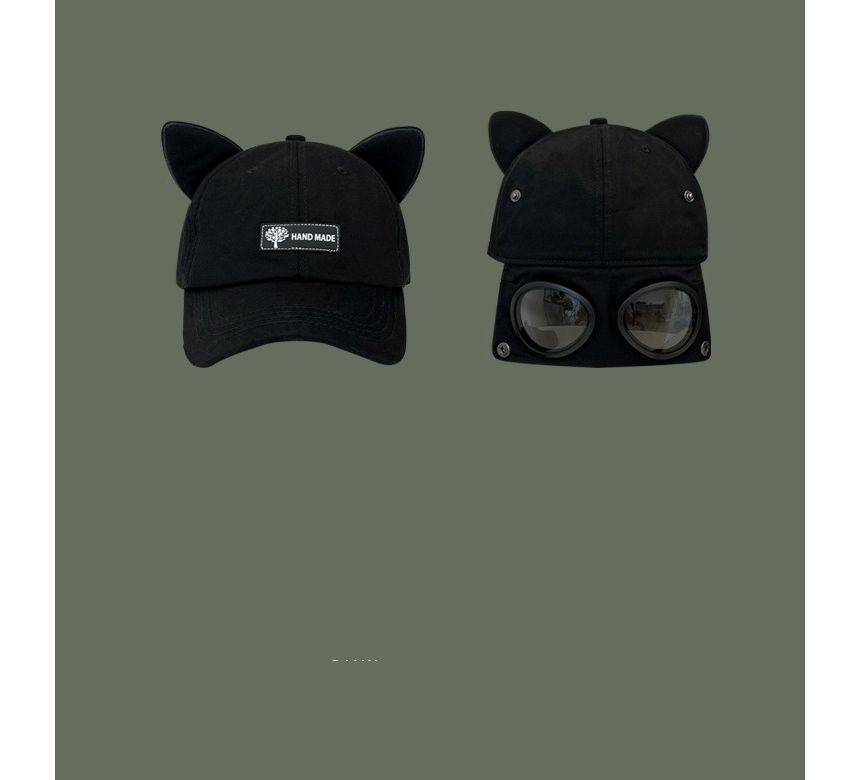 Aviator with Cat Baseball Ear Cap Goggles