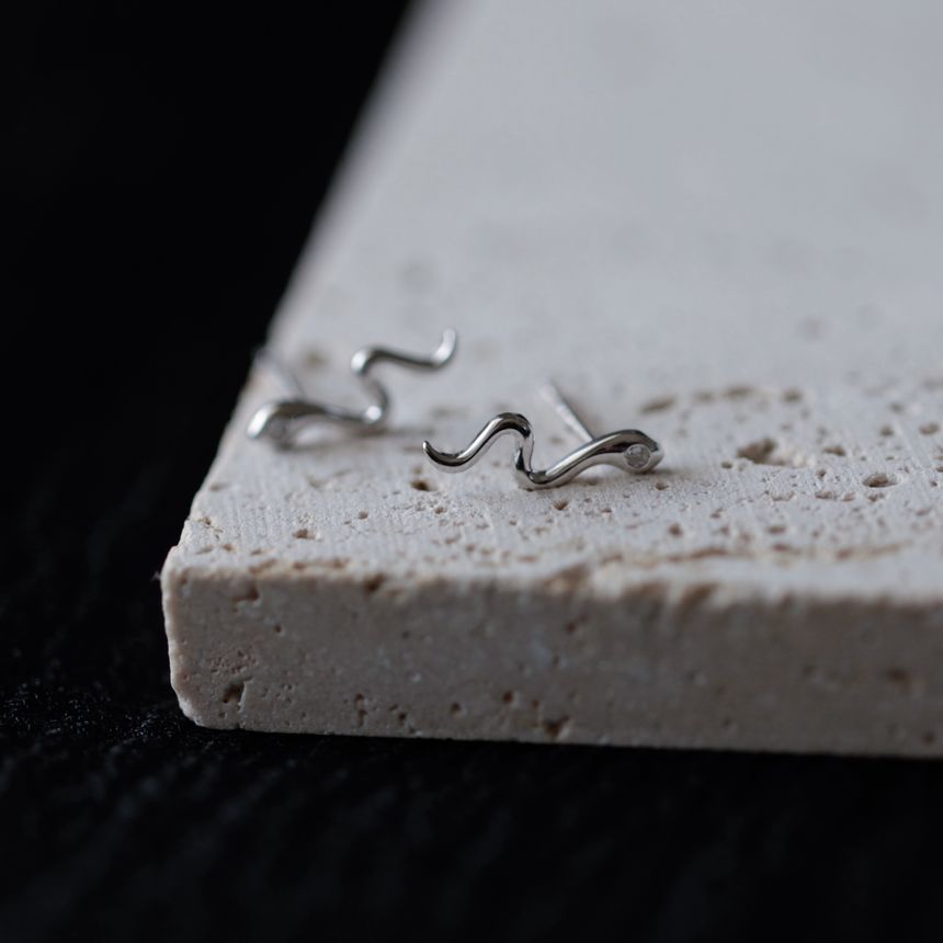 Silver Earring Snake Sterling