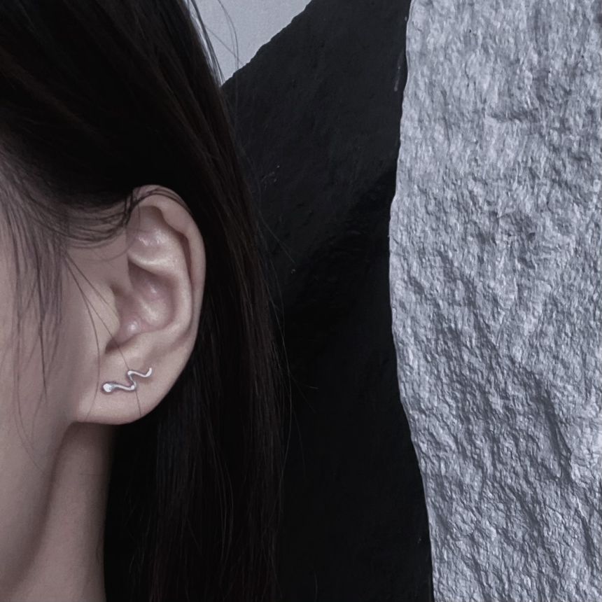 Silver Earring Snake Sterling