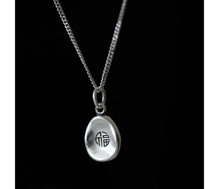 Chinese Characters Necklace Silver Pendant