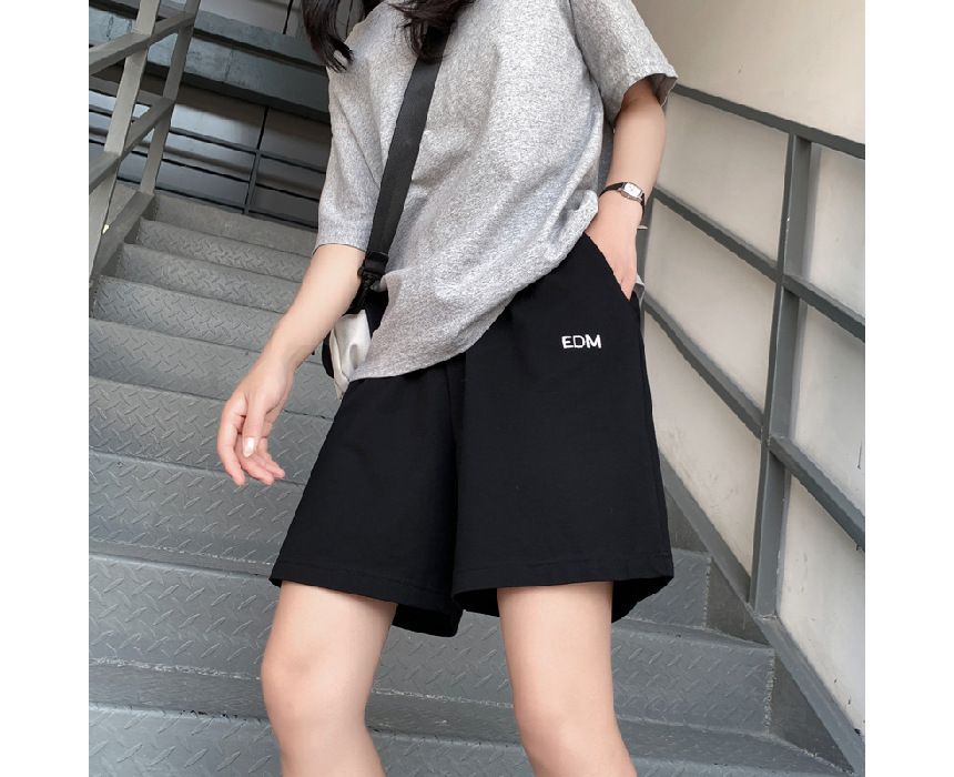 Embroidered Shorts Waist Letter High