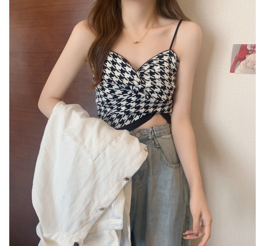 Houndstooth Knotted Top Cami