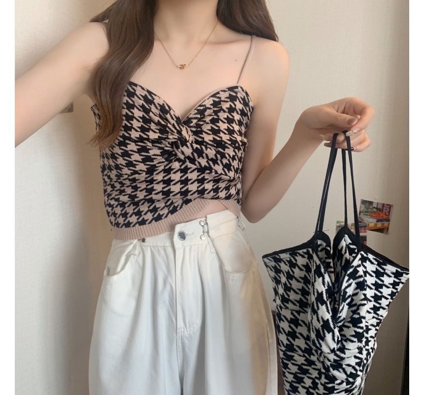 Houndstooth Knotted Top Cami