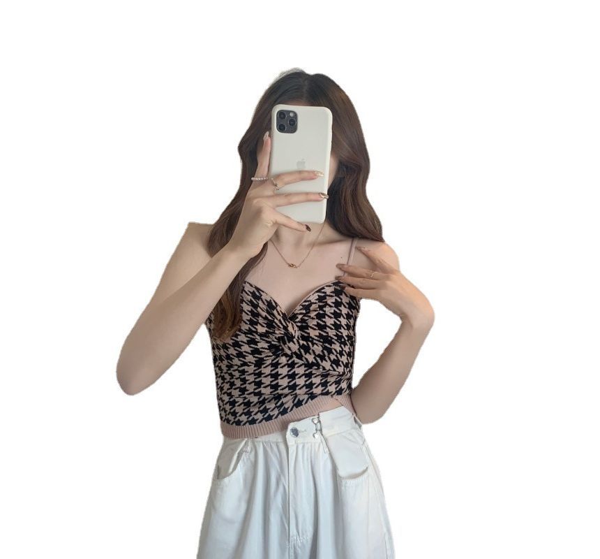 Houndstooth Knotted Top Cami