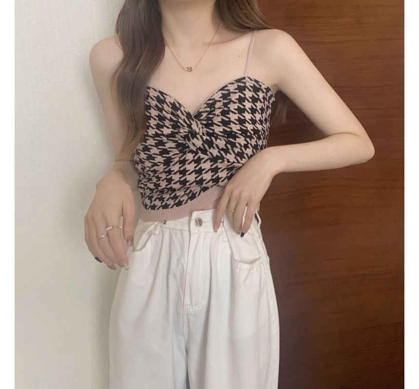 Houndstooth Knotted Top Cami