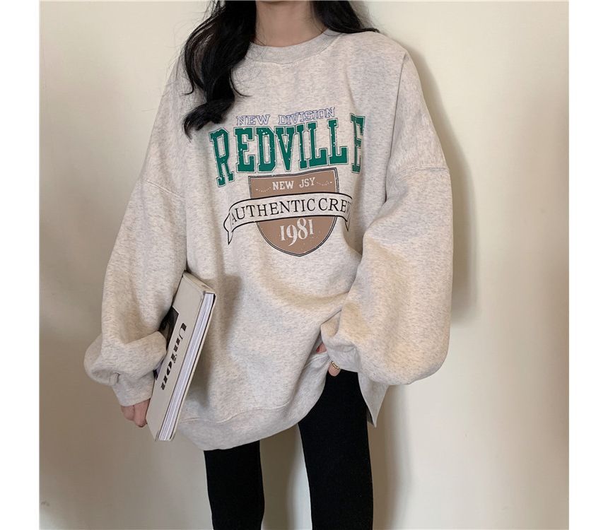 Oversized Lettering Crew Neck Sweatshirt