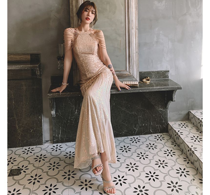 Sequin Halter Gown Evening Mermaid
