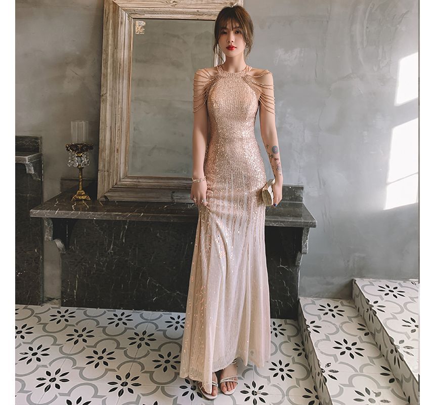 Sequin Halter Gown Evening Mermaid