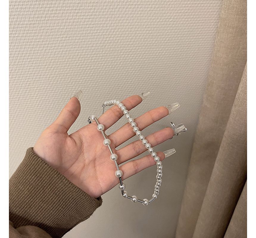 Choker Alloy Faux Pearl