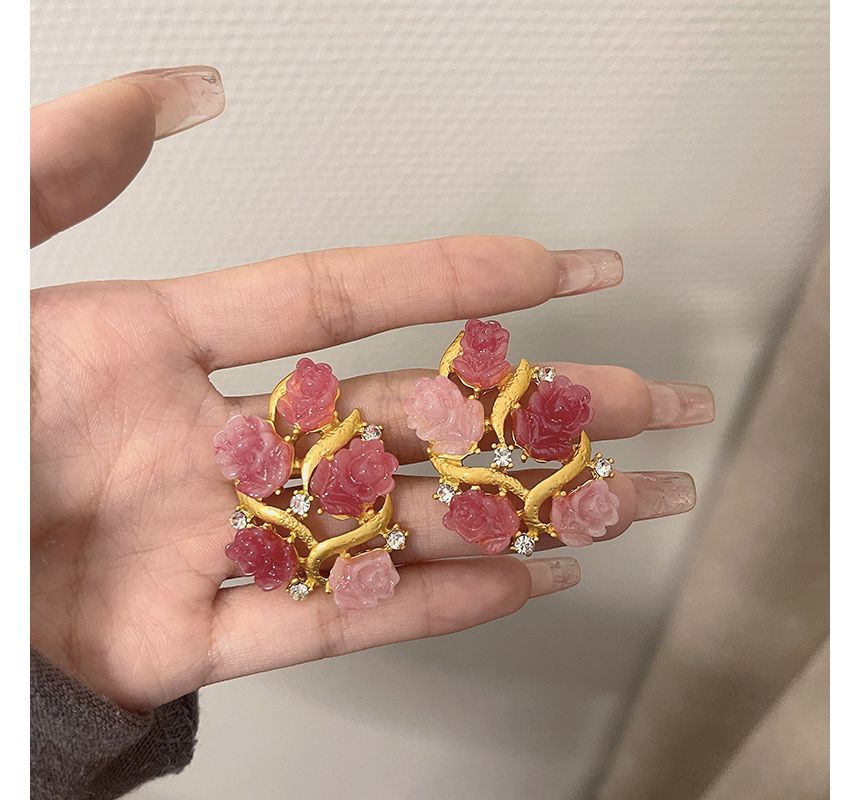 Flower Stud Earring Rhinestone