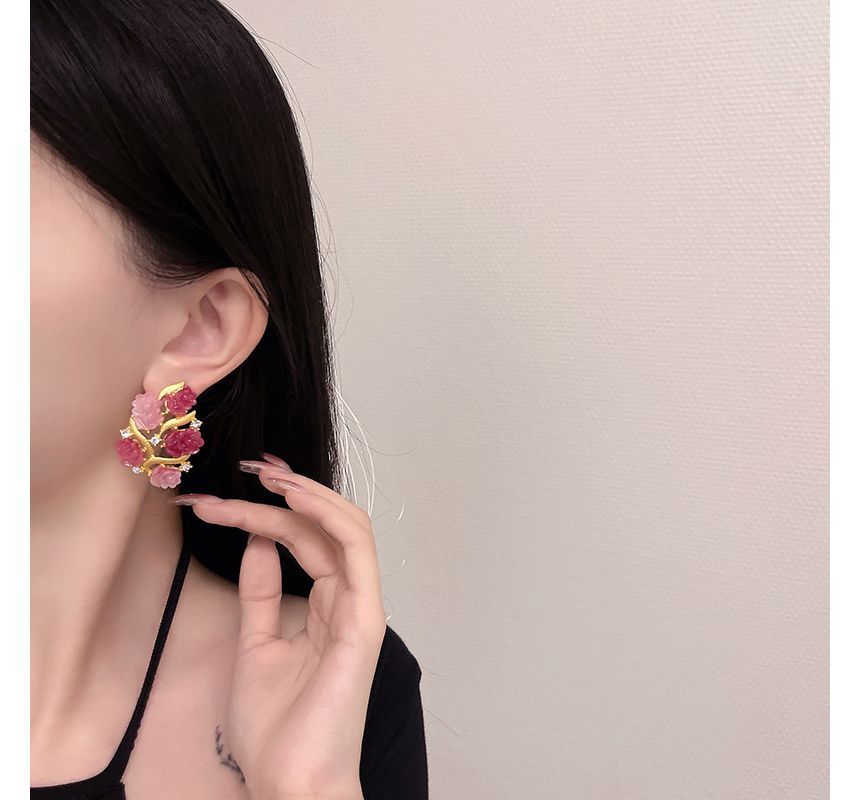 Flower Stud Earring Rhinestone