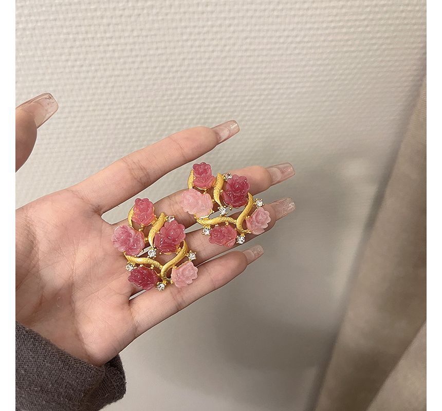 Flower Stud Earring Rhinestone