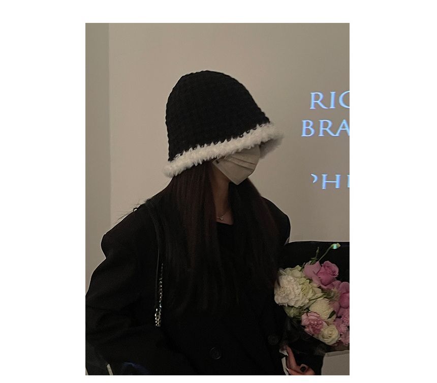 Fluffy Knit Trim Hat Cloche