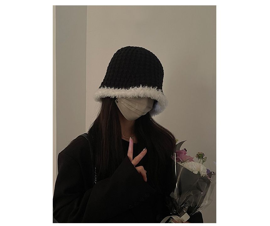 Fluffy Knit Trim Hat Cloche