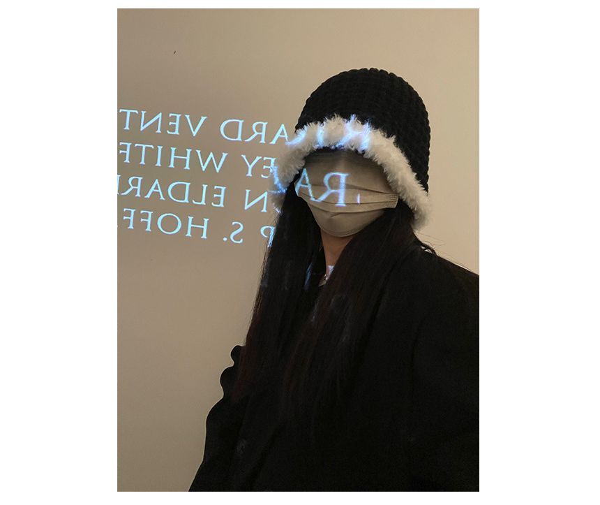 Fluffy Knit Trim Hat Cloche