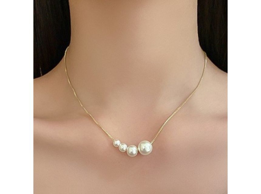 Alloy Faux Necklace Pearl