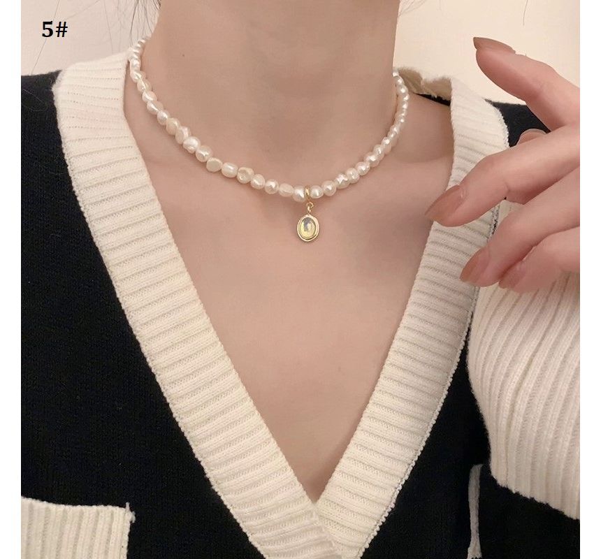 Alloy Faux Necklace Pearl