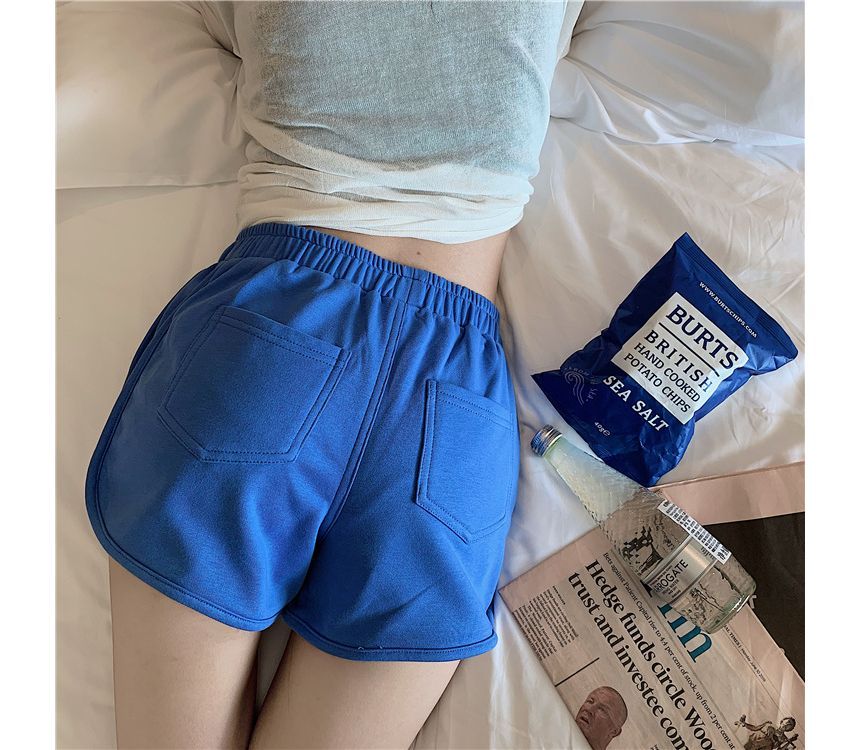 Waist Plain Shorts High